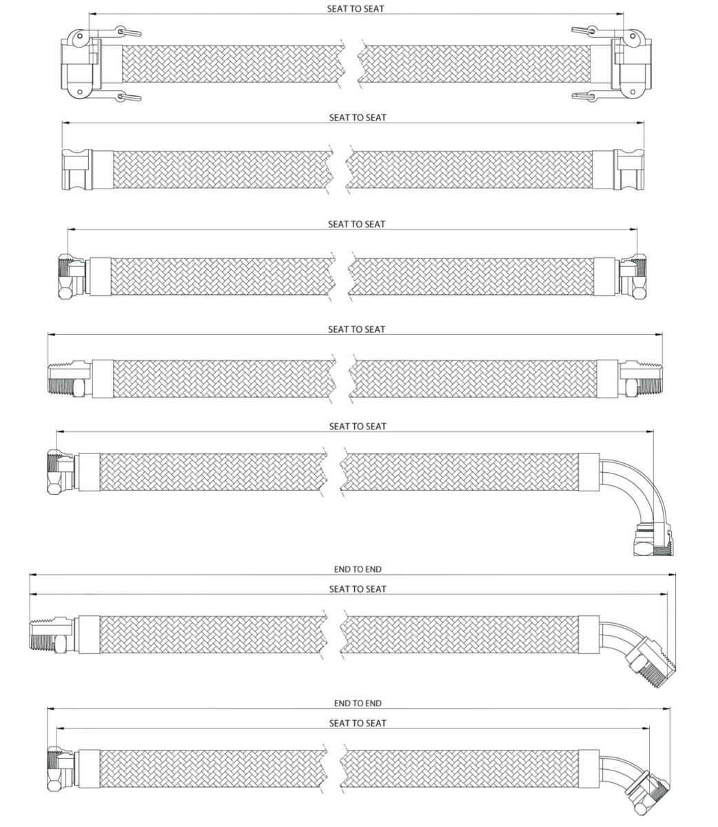 Seat to seat hose measurements