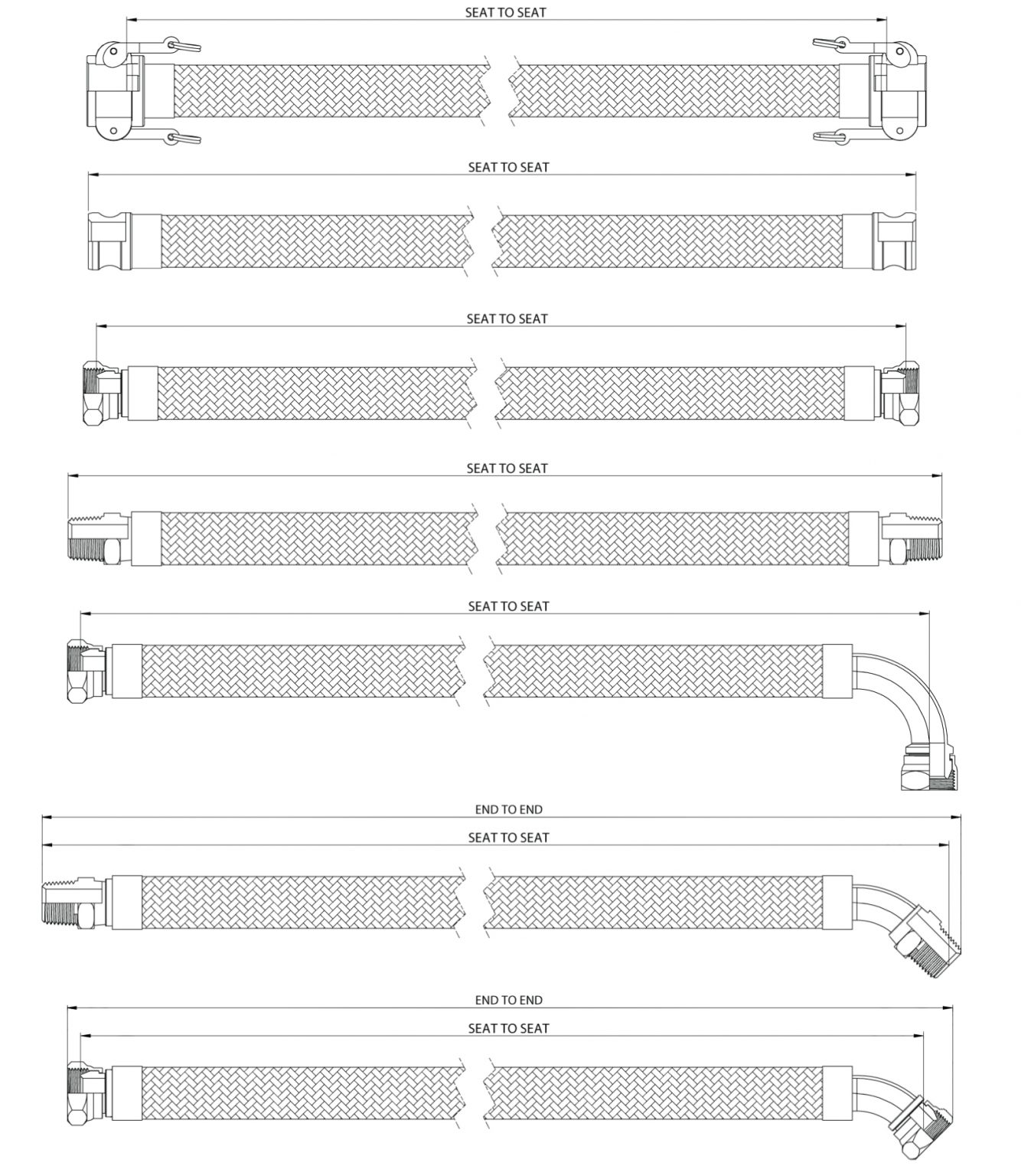 Seat to seat hose measurements